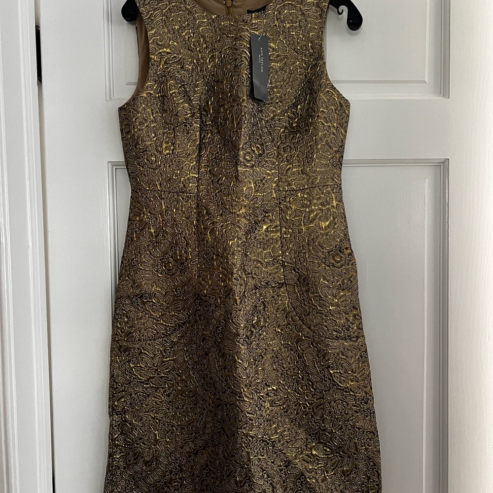 Ann Taylor Gold Patterned Mini Dress